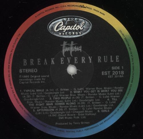 Tina Turner Break Every Rule vinyl LP album (LP record) UK TURLPBR245500