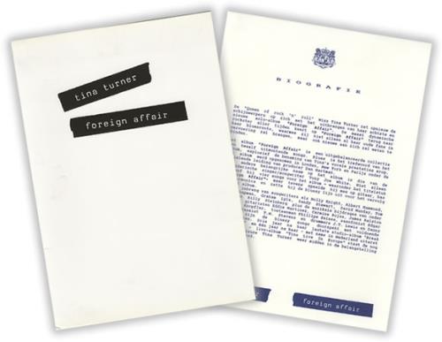 Tina Turner Foreign Affair media press pack Dutch TURPPFO410019