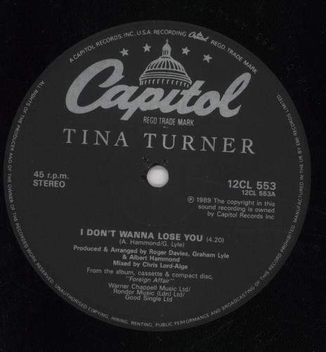 Tina Turner I Don't Wanna Lose You + Poster 12" vinyl single (12 inch record / Maxi-single) UK TUR12ID60407