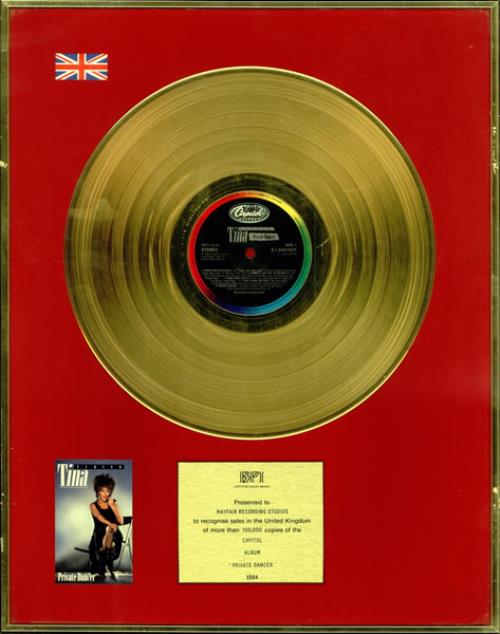 Tina Turner Private Dancer - Gold award disc UK TURAWPR477291