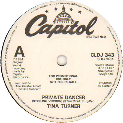 Tina Turner Private Dancer 7" vinyl single (7 inch record / 45) UK TUR07PR186889