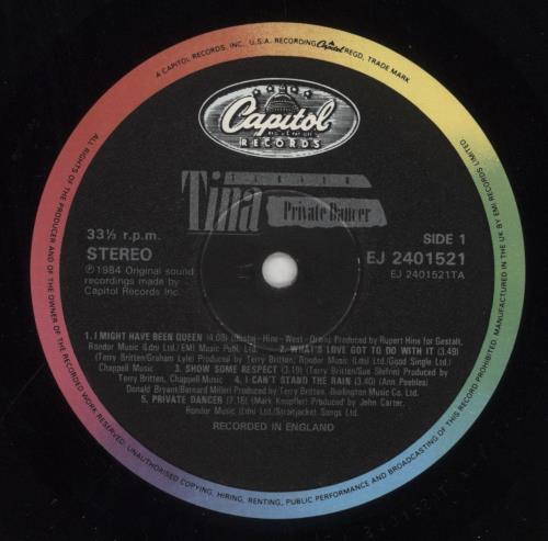 Tina Turner Private Dancer vinyl LP album (LP record) UK TURLPPR189575