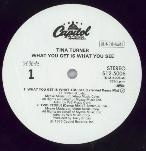 Tina Turner What You Get Is What You See 12" vinyl single (12 inch record / Maxi-single) Japanese TUR12WH122902