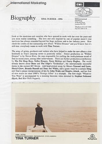 Tina Turner Wildest Dreams media press pack UK TURPPWI310830