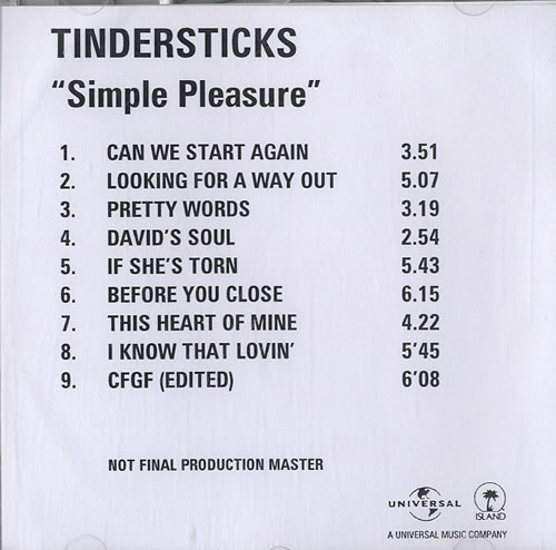 Tindersticks Simple Pleasure CD-R acetate UK TNDCRSI244829