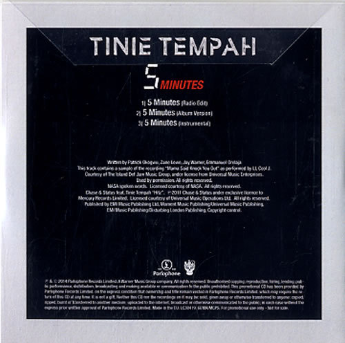Tinie Tempah 5 Minutes CD-R acetate UK U2QCRMI607470