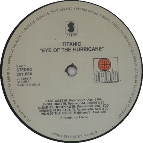 Titanic Eye Of The Hurricane vinyl LP album (LP record) Dutch ITCLPEY627397