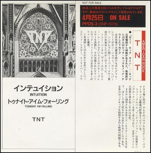 TNT Intuition 7" vinyl single (7 inch record / 45) Japanese TNT07IN229557