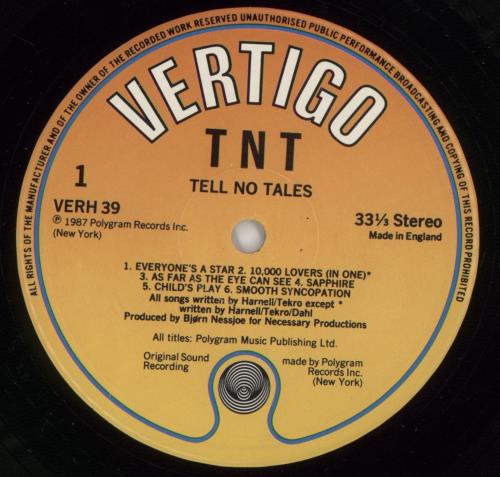 TNT Tell No Tales vinyl LP album (LP record) UK TNTLPTE865073