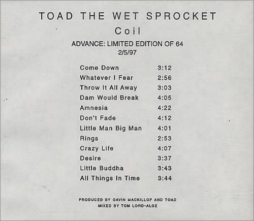 Toad The Wet Sprocket Coil CD-R acetate US TWTCRCO274456