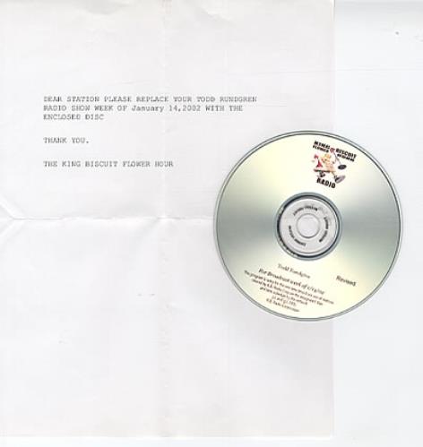 Todd Rundgren King Biscuit Flower Hour CD-R acetate US TODCRKI322115