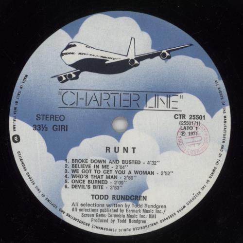 Todd Rundgren Runt vinyl LP album (LP record) Italian TODLPRU609939