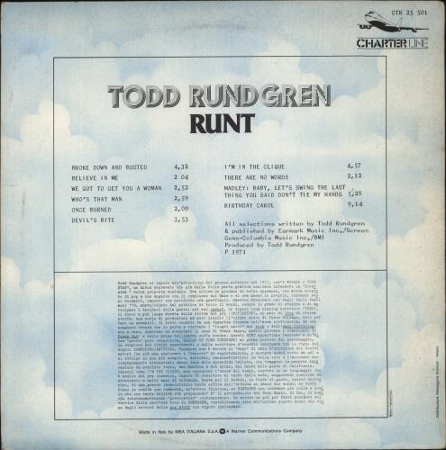 Todd Rundgren Runt vinyl LP album (LP record) Italian TODLPRU609939