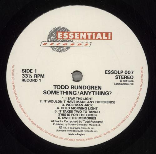 Todd Rundgren Something / Anything? 2-LP vinyl record set (Double LP Album) UK TOD2LSO273750