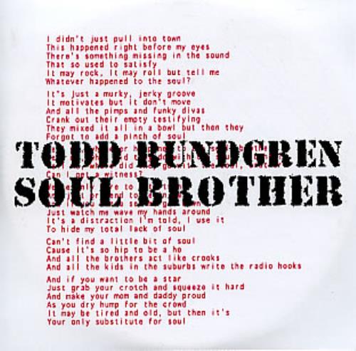 Todd Rundgren Soul Brother CD-R acetate UK TODCRSO286768