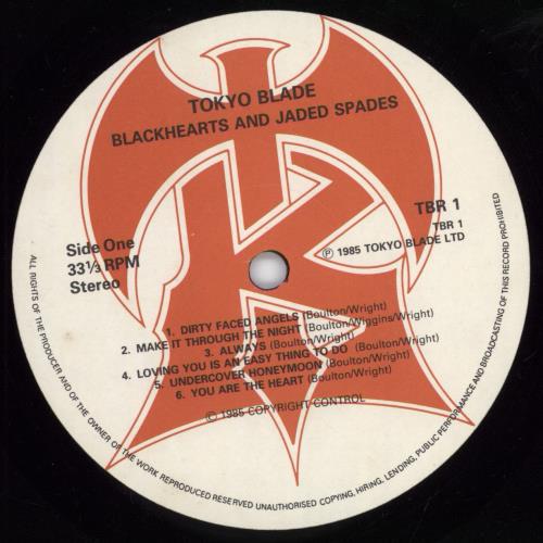 Tokyo Blade Blackhearts & Jaded Spades UK vinyl LP album (LP record
