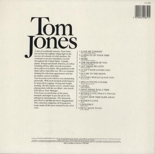 Tom Jones 16 Love Songs vinyl LP album (LP record) UK TJOLPLO888078
