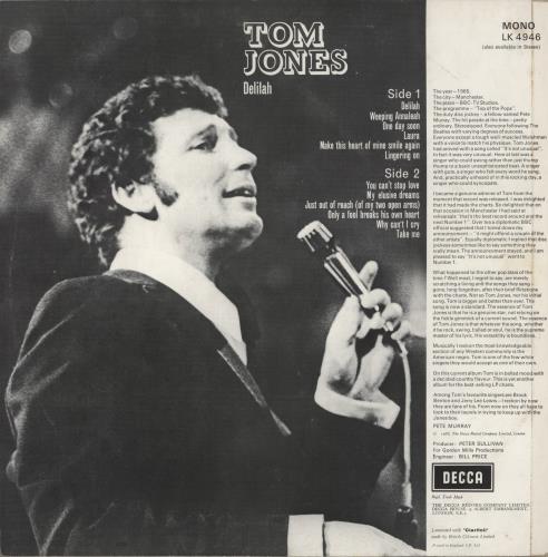 Tom Jones Delilah vinyl LP album (LP record) UK TJOLPDE334801