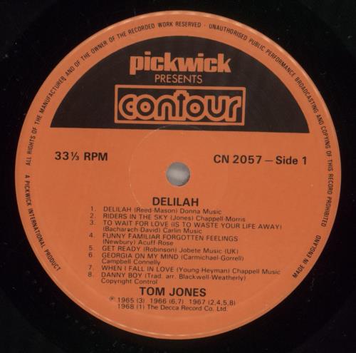 Tom Jones Delilah vinyl LP album (LP record) UK TJOLPDE888083