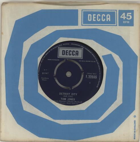 Tom Jones Detroit City 7" vinyl single (7 inch record / 45) UK TJO07DE687604