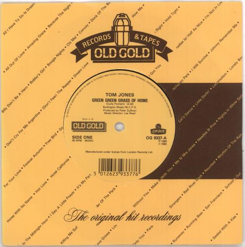 Tom Jones Green Green Grass Of Home 7" vinyl single (7 inch record / 45) UK TJO07GR742426