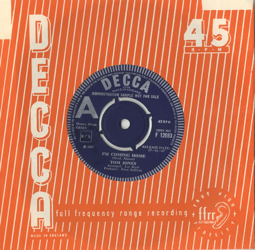 Tom Jones I'm Coming Home 7" vinyl single (7 inch record / 45) UK TJO07IM471115