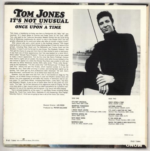 Tom Jones It's Not Unusual vinyl LP album (LP record) US TJOLPIT738749