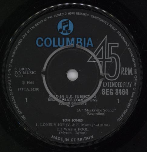 Tom Jones Tom Jones EP 7" vinyl single (7 inch record / 45) UK TJO07TO893868
