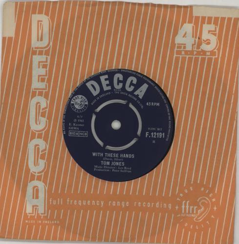 Tom Jones With These Hands 7" vinyl single (7 inch record / 45) UK TJO07WI239721