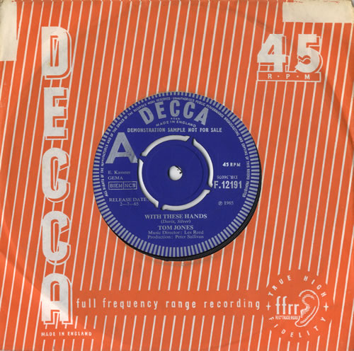 Tom Jones With These Hands 7" vinyl single (7 inch record / 45) UK TJO07WI50920