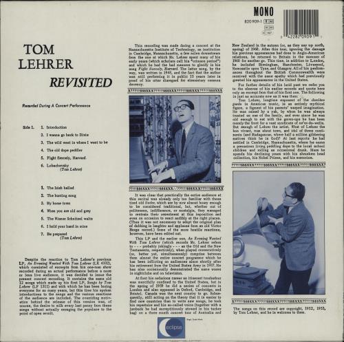 Tom Lehrer Tom Lehrer Revisited vinyl LP album (LP record) UK TL.LPTO751540