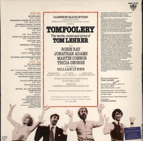 Tom Lehrer Tomfoolery vinyl LP album (LP record) UK TL.LPTO776633