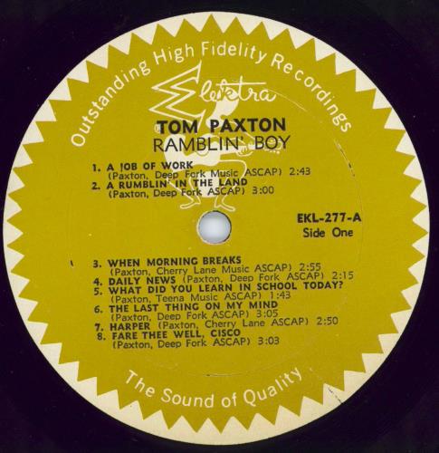 Tom Paxton Ramblin' Boy - 1st vinyl LP album (LP record) US TPXLPRA767749
