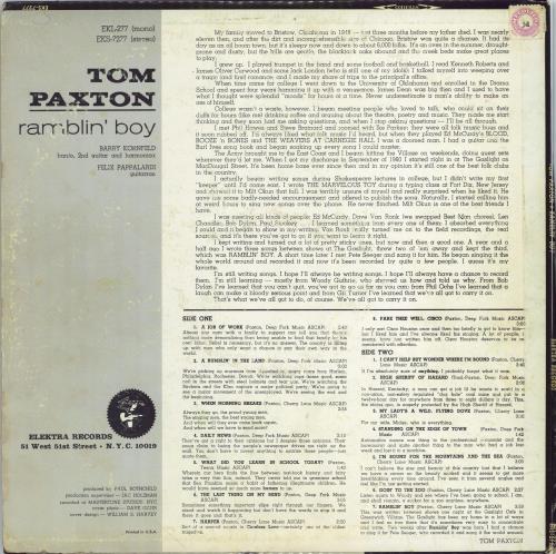 Tom Paxton Ramblin' Boy - 1st vinyl LP album (LP record) US TPXLPRA767749