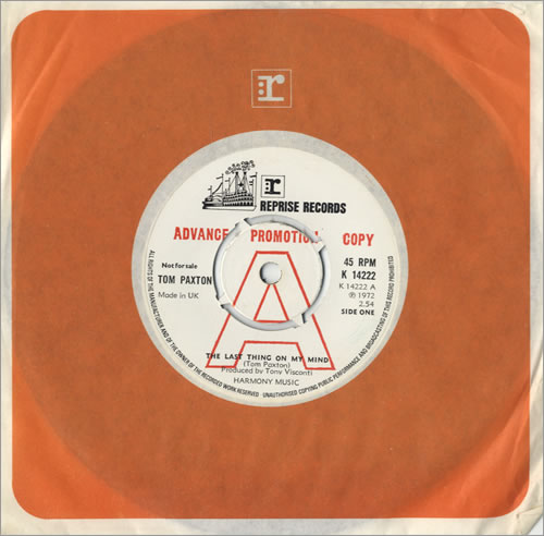 Tom Paxton The Last Thing On My Mind 7" vinyl single (7 inch record / 45) UK TPX07TH519894