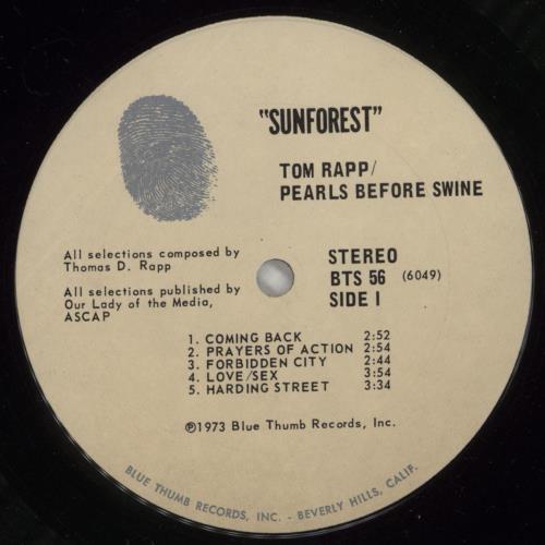 Tom Rapp Sunforest vinyl LP album (LP record) US RPPLPSU515690