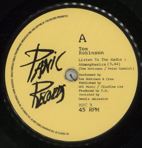 Tom Robinson Listed To The Radio (Atmospherics) 7" vinyl single (7 inch record / 45) UK TMR07LI634014