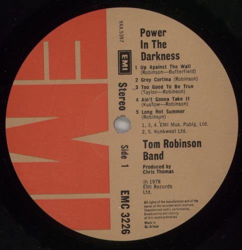Tom Robinson Power In The Darkness + Stencil vinyl LP album (LP record) UK TMRLPPO316808