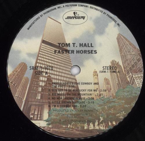 Tom T. Hall Faster Horses vinyl LP album (LP record) US T2VLPFA892002