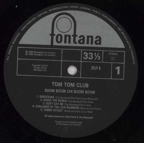 Tom Tom Club Boom Boom Chi Boom Boom - Stickered vinyl LP album (LP record) UK TTCLPBO684367