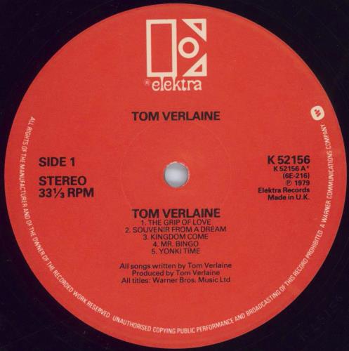 Tom Verlaine Tom Verlaine - Open Shrink vinyl LP album (LP record) UK TMVLPTO811588