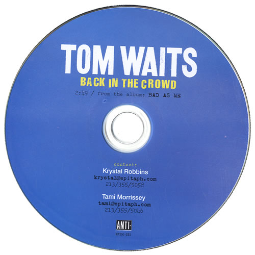 Tom Waits Back In The Crowd CD single (CD5 / 5") US TMWC5BA549112