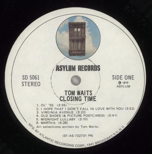 Tom Waits Closing Time vinyl LP album (LP record) US TMWLPCL880380