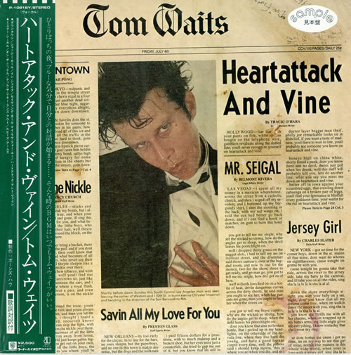 Tom Waits Heartattack And Vine vinyl LP album (LP record) Japanese TMWLPHE481984