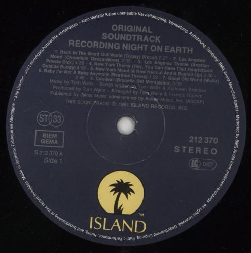 Tom Waits Night On Earth vinyl LP album (LP record) German TMWLPNI425835