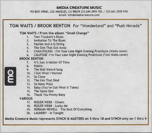 Tom Waits Wonderland And Push Nevada CD-R acetate US TMWCRWO247866