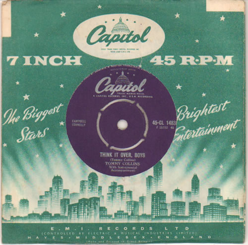 Tommy Collins Think It Over, Boys 7" vinyl single (7 inch record / 45) UK UOO07TH642347