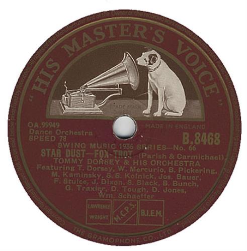 Tommy Dorsey Star Dust 78rpm shellac record UK TDQ78ST396505
