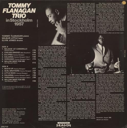 Tommy Flanagan In Stockholm 1957 - VG vinyl LP album (LP record) Swedish TFLLPIN855282