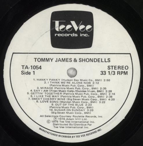 Tommy James & The Shondells 20 Greatest Hits vinyl LP album (LP record) UK T-JLPGR851761